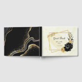 Botanische Blume aus Gold und Schwarz Gästebuch (Voll)