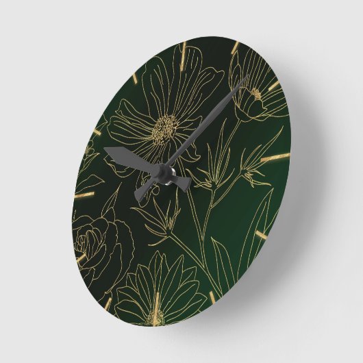 Botanische Blume aus Grünem Gold Runde Wanduhr (Winkel)