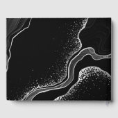 botanische Blume aus Silber und Schwarz Gästebuch (Rückseite)