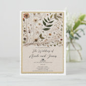 Botanische Blume & Blätter Hochzeit der Natur Einladung (Stehend Vorderseite)