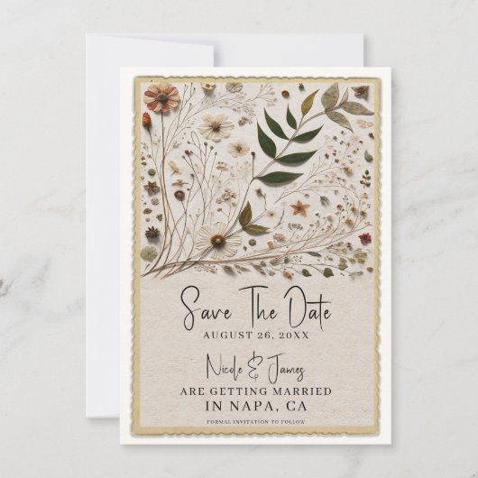 Botanische Blume & Blätter Hochzeit der Natur Einladung (Vorderseite)