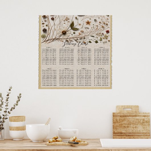 Botanische Blume & Blätter Hochzeit der Natur Poster (Küche)