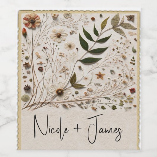 Botanische Blume & Blätter Hochzeit der Natur Weinetikett (Einzelnes Label)