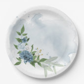 Botanische Blume blau-weiß Pappteller (Vorderseite)