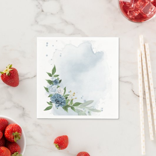 Botanische Blume blau-weiß Serviette (Beispiel)