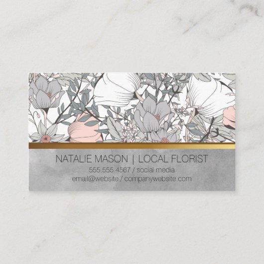 Botanische Blume Blume Gold Visitenkarte (Rückseite)