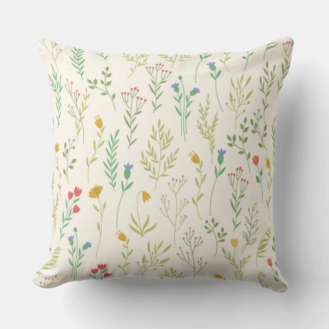 Botanische Blume Blumenmuster 20" x 20" Kissen (Vorderseite)