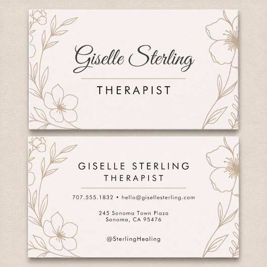 Botanische Blume Blush Black Elegant Visitenkarte