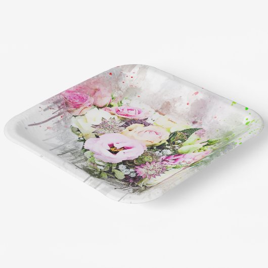 Botanische Blume Bouquet Art Abstrakte Papierplatt Pappteller (Gewinkelt)