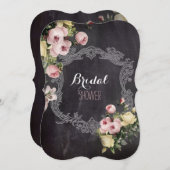 Botanische Blume Chalkboard Brauttee Party Einladung (Vorne/Hinten)