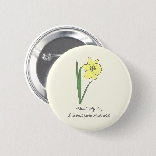 Botanische Blume Daffodil Pastel Button (Vorne & Hinten)
