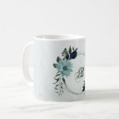 Botanische Blume der blauen Marine Kaffeetasse (Vorderseite Links)