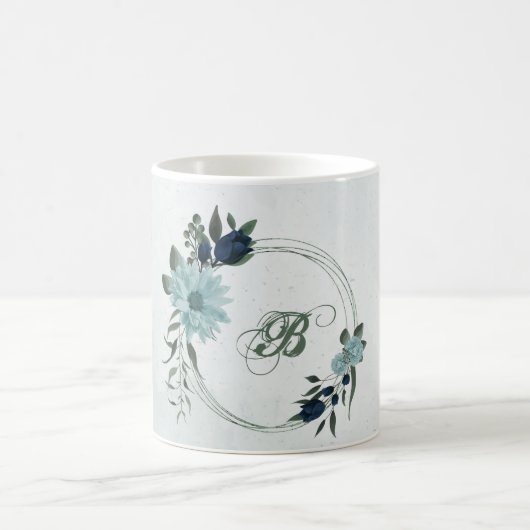 Botanische Blume der blauen Marine Kaffeetasse (Mittel)