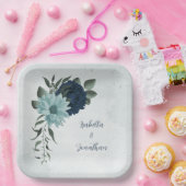 Botanische Blume der blauen Marine Pappteller (Party)