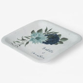 Botanische Blume der blauen Marine Pappteller (Gewinkelt)