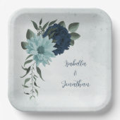 Botanische Blume der blauen Marine Pappteller (Vorderseite)