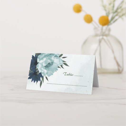 Botanische Blume der blauen Marine Platzkarte (Vorderseite)