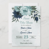 Botanische Blume der blauen Marine Save The Date (Vorderseite)