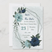 Botanische Blume der blauen Marine Save The Date (Vorderseite)