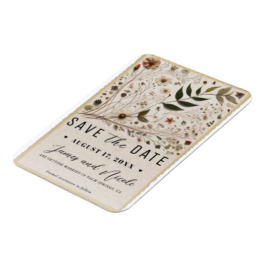 Botanische Blume der Natur Save the Date Magnet (Linke Seite)