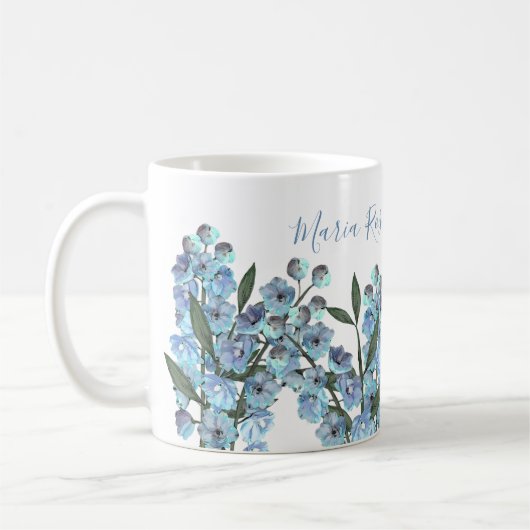 Botanische Blume des Blauen Delphinus Kaffeetasse (Links)
