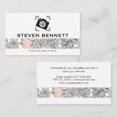 Botanische Blume | Fotokamera-Symbol Visitenkarte (Vorne/Hinten)