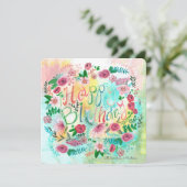 Botanische Blume Gelb und Rosa Frühlingsblüten Karte (Stehend Vorderseite)