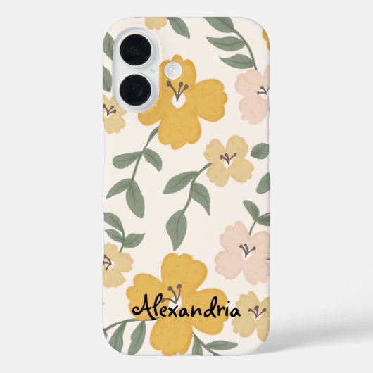 Botanische Blume Gelb und Rosa Hibiskus Case-Mate iPhone Hülle (Rückseite)