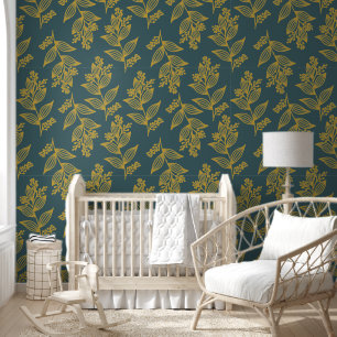 Botanische Blume Graublau Tapete