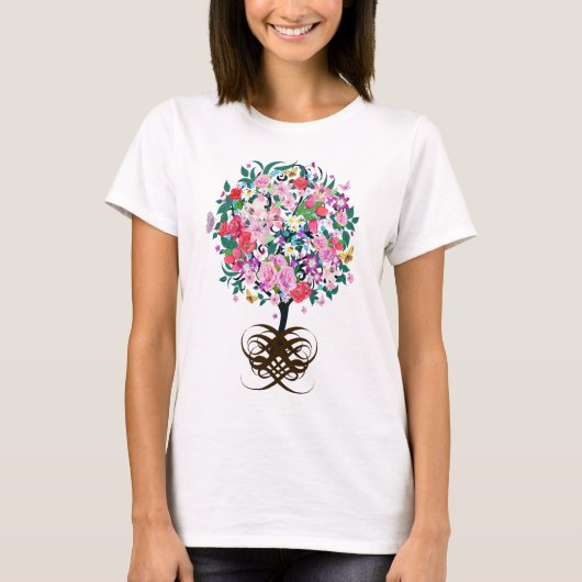 Botanische Blume Herz Form Wirbel T-Shirt (Vorderseite)