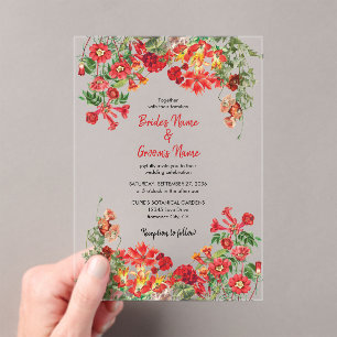 Botanische Blume Hochzeit im Roten Blumengarten Acryleinladungen