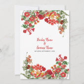 Botanische Blume Hochzeit im Roten Blumengarten Einladung (Rückseite)