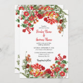 Botanische Blume Hochzeit im Roten Blumengarten Einladung (Vorne/Hinten)