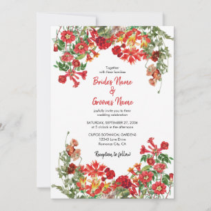Botanische Blume Hochzeit im Roten Blumengarten Einladung