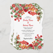 Botanische Blume Hochzeit im Roten Blumengarten Einladung (Vorne/Hinten)