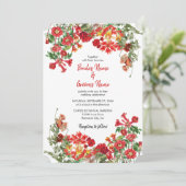 Botanische Blume Hochzeit im Roten Blumengarten Einladung (Stehend Vorderseite)