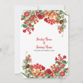 Botanische Blume Hochzeit im Roten Blumengarten Einladung (Rückseite)