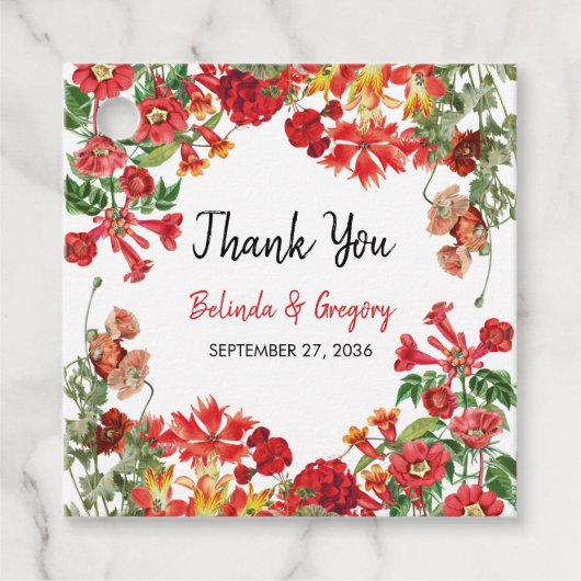 Botanische Blume Hochzeit im Roten Blumengarten Geschenkanhänger (Vorderseite)