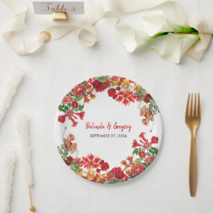 Botanische Blume Hochzeit im Roten Blumengarten Pappteller