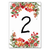 Botanische Blume Hochzeit im Roten Blumengarten Tischnummer (Vorderseite)