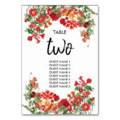 Botanische Blume Hochzeit im Roten Blumengarten Tischnummer (Rückseite)