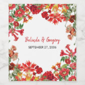 Botanische Blume Hochzeit im Roten Blumengarten Weinetikett (Einzelnes Label)
