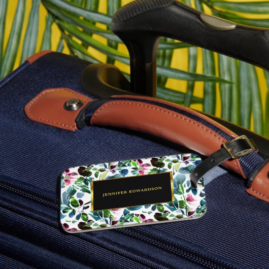 Botanische Blume im Wasser elegant Gepäckanhänger (Vorderseite Insitu 3)