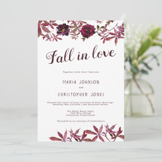 Botanische Blume im Wasserbereich fallen bei Hochz Einladung (Stehend Vorderseite)