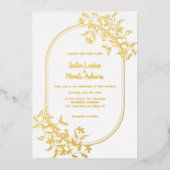 Botanische Blume im Wildwald Blätter Hochzeiten Folieneinladung (Vorderseite)