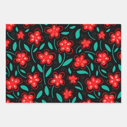 Botanische Blume in modernen Wasserfarben Geschenkpapier Set (Vorderseite 3)