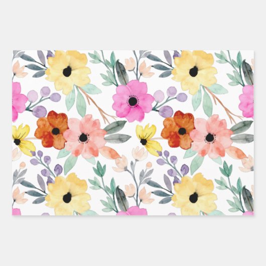 Botanische Blume in modernen Wasserfarben Geschenkpapier Set (Vorderseite 2)