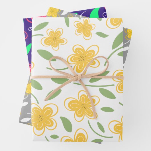 Botanische Blume in modernen Wasserfarben Geschenkpapier Set (Beispiel)