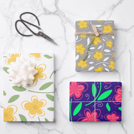 Botanische Blume in modernen Wasserfarben Geschenkpapier Set (Vorderseite)