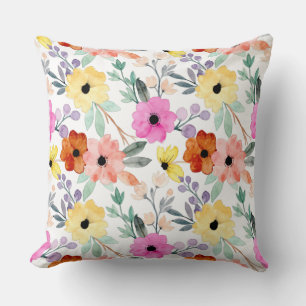Botanische Blume in modernen Wasserfarben Kissen